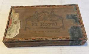 El Royal Cigar Box 1898 Tax Stamp Antique Factory 156 6th Dist. MO. - Picture 1 of 6