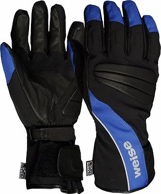 Weise Fusion Black Blue Leather Nylon Waterproof Motorcycle Gloves - Image 1 of 4