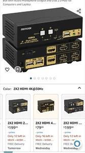DEPZOL 4K X 2K Dual HDMI KVM Switch 2 Port Dual Monitor - Photo 1/6