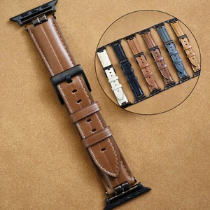 Business Cowhide Leather Watch Band Strap For Apple Watch Ultra 10/9/8/7/6/5 - Picture 1 of 30