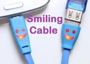 Smiling Micro USB Data Sync Charger Cable for Samsung Galaxy S6 /Edge+ S5 S4 S3 - Picture 1 of 1