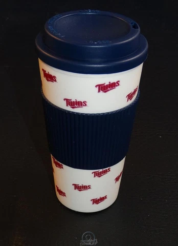 MLB Minnesota Twins 16 Oz Plastic Tumbler Travel Cup Hot/Cold Coffee Mug Banded Cover