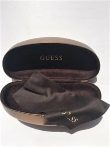 GUESS Metallic Clamshell SUNGLASSES CASE + Cleaning Cloth Gold Bronze unisex New - Picture 1 of 3