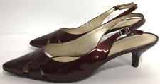 Talbots Women's 10 W Burgundy Patent Leather Heels Pumps Shoes Slingback