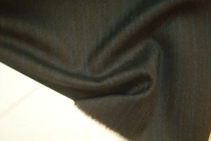 Tela de lana de lujo de 3 yardas Super 100s traje 8 oz marrón oscuro a rayas azules 108" de construcción - Imagen 1 de 8
