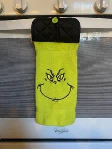 Klassisches Grinch Ofentür hängendes Bar Handtuch - Bild 1 von 1
