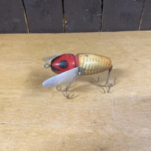 Heddon Co Classic, Vintage "Crazy Crawler " Wooden Fishing Lure Silver Striped - Picture 1 of 12