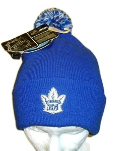 Toronto Maple Leafs Mens Zepyr Cuff Pom Beanie Blue Winter Hat Cap New Tags - Picture 1 of 2