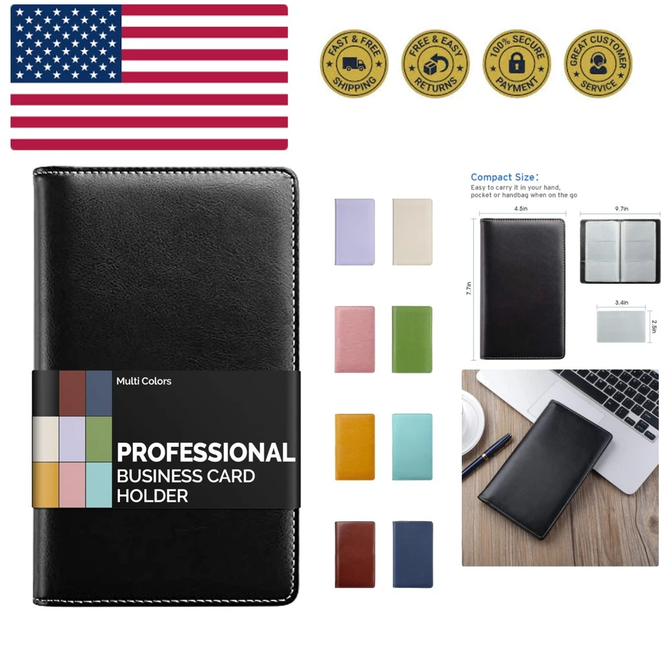 Leather Business Card Book Holder Professional Cards Organizer PU Name Credit Bo