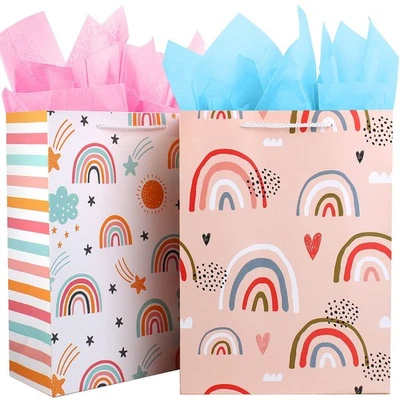 Gift Bag for Girls, Birthday Large Gift Bag Bulk Set Included 2 Pack Paper Gi... - Image 1 of 4