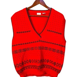 Cheryl Tiegs VIntage 80's Knit Colorful Red Acrylic Sweater Vest Size Medium - Picture 1 of 4