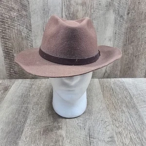 Vintage 100% Wool Fedora Hat Medium Brown Felt Made in USA, WPL 4384 Bee Hat Co. - Picture 1 of 9