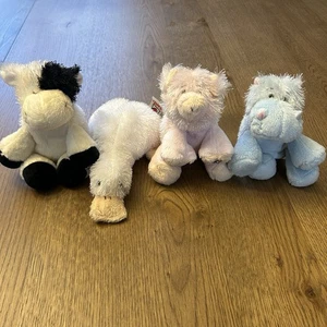 Ganz Webkinz Lil’ Kinz Lot Of 4 Plush Stuffed Animals No Code Hippo Cow Pig - Picture 1 of 15