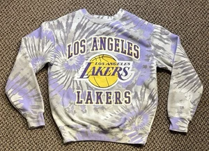 Felpa Los Angeles Lakers girocollo donna taglia XS viola tie dye grafica - Foto 1 di 6