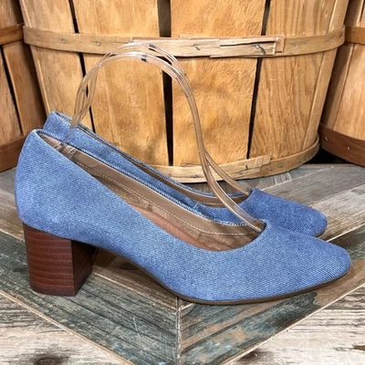 Zapatos de salón sin cordones de gamuza azul estrella plateada aerosoles tacón bloque para mujer 6 Foto 1 de 4