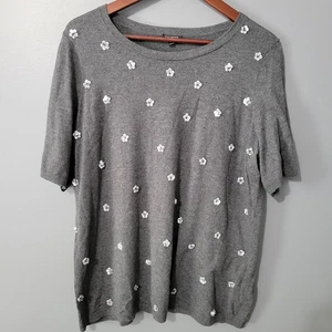 Talbots Cottagecore Pullover Größe 1X grau Perlen Blumen Boho feminin Damen - Bild 1 von 14