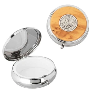 Hostiendose 6cm – Motiv Marienerscheinung Olivenholz - Picture 1 of 6