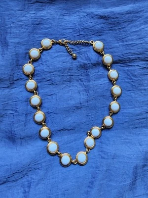 Napier Signed Necklace Gold Tone White Cabochons Adjustable 16-18" Around - Image 1 of 4