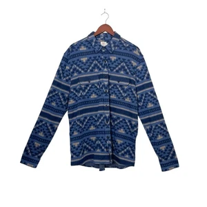 Maglione camicia uomo Faherty Legend coda gialla blu azteco taglia XL nuovo senza etichette - Foto 1 di 8