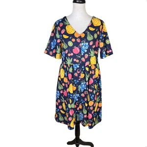 Princess Highway 10 NWT Cotton Navy Summer Fruits Smock Mini Knee Length Dress - Picture 1 of 12