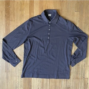 Massimo Alba Wintercolor Gray Nero Lavato Long Sleeve Cotton Polo Size Large - Picture 1 of 7