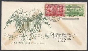 USA 1937 FugitiveShipcover Spanish CivilWar USS McDouga - Picture 1 of 1