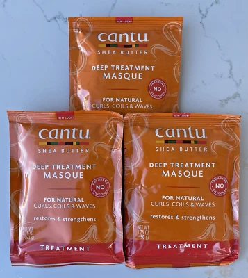 3x Mascarilla de tratamiento profundo de manteca de karité cantu para cabello natural Mascarilla de 1,75 oz Foto 1 de 3