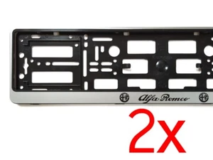 2x SILVER ALFA ROMEO European Euro License Number Plate Holder Frame German Car - Picture 1 of 4