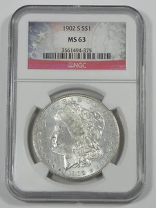 1902-S Morgan Dollar CERTIFIED NGC MS 63 Silver Dollar - Picture 1 of 4