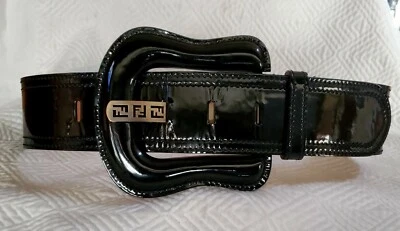 "Corsé FENDI charol negro 2,25"" ancho cincha talla 80 S/M 27,5"- 33""" Foto 1 de 4