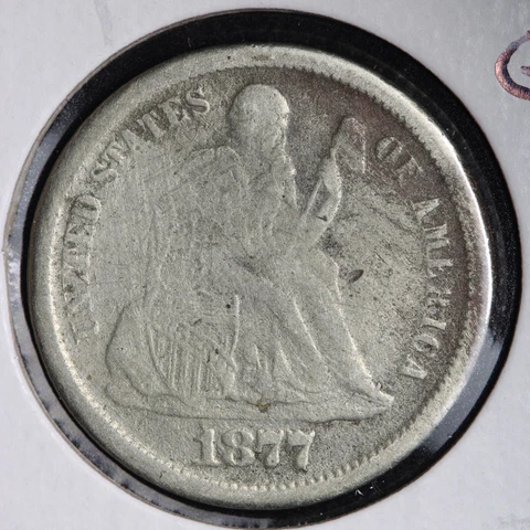 1877-CC AWESOME 180 ROTATED REV ERROR! Seated Liberty Silver Dime CHOICE E163 IF Cover