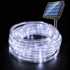 39ft 100 LED Solar Rope Tube String Fairy Lights Strip Outdoor Garden Waterproof - Picture 1 of 19