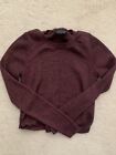 Topshop Purple/Burgundy Marl Knitted Cropped Long-sleeve Top, UK10