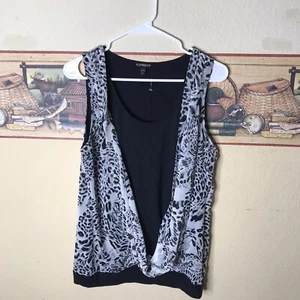 Express ärmellos Leopard schwarz Bluse Größe Large neu ohne Etikett - Bild 1 von 5