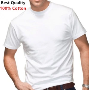 Nuova confezione da 3 t-shirt uomo 100% cotone senza etichette maglietta bianca semplice S-XL - Foto 1 di 3