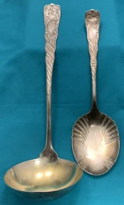 1891 SIREN Silverplated 10 1/2" SOUP LADLE + BERRY SPOON 1847 Rogers Bros - Picture 1 of 8
