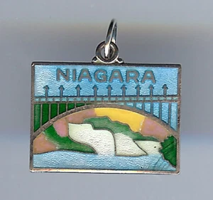 VINTAGE STERLINGSILBER MEHRFARBIG EMAILLE NIAGARAFÄLLE CHARM - Bild 1 von 2