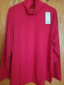 Jersey para mujer Lands End Rich rojo ligero ajustado cuello alto 2X sólido NUEVO - Imagen 1 de 5