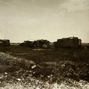 France Juvincourt Tanks Première Guerre Mondiale 1914 Photo Plaque Vintage - Picture 1 of 2
