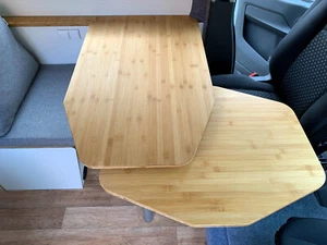 Drehtisch Bambus Tisch Camper Van Esstisch Selbstausbau Wohnmobil - Bild 1 von 9