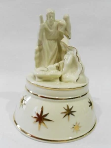 Mikasa PORCELAIN NAVITITY MUSIC BOX 24k Gold SILENT NIGHT Jesus Mary Joseph *NEW - Picture 1 of 6