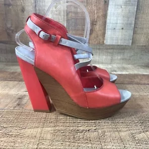 Maria Sharapova by Cole Haan Arlington Heels Women 9B Red Leather Wedge Designer - Picture 1 of 11