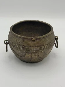 Tazones de arroz antiguos de latón tallados a mano Dhokra arte para servir India - Imagen 1 de 7