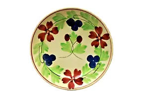 Vintage Floral Spongeware Pottery Plate Spatter Ware Hand Painted Green Leaf"12 - Picture 1 of 4