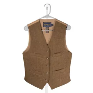 Ralph Lauren Rugby Men Vest Tweed Wool Brown Herringbone Vintage Waistcoat Small - Picture 1 of 7