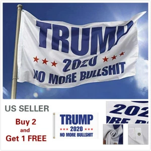 3x5 Ft Trump 2020 No More BS President Donald MAGA Flag US White - Picture 1 of 5