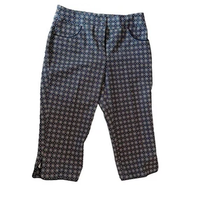 Women's Golf Pants Capri Sz 2 Navy Blue Multi Color Piping Stretch Golf EP Pro - Picture 1 of 8
