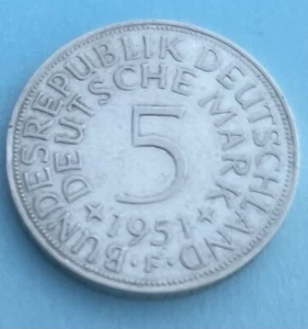 5 DM 1951 F, BRD Silberadler Deutsche Mark vorzüglich - Bild 1 von 2