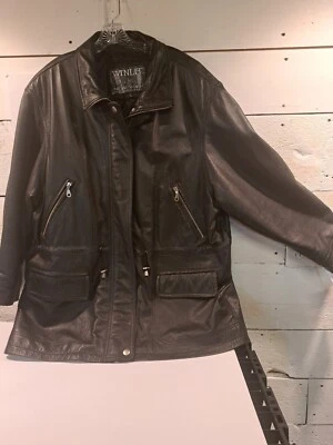 Jaqueta de inverno Winlet New York vintage couro preto - Imagem 1 de 4