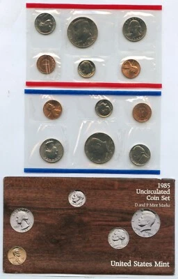 1985 Uncirculated U.S. Mint Set 10 Coins United States Philadelphia & Denver - Image 1 of 4